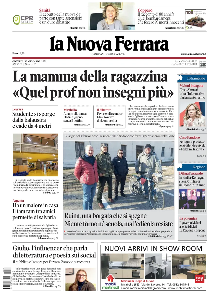 Prima-pagina-nuova ferrara-oggi-edizione-del-2025-01-30